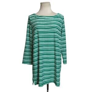 Liz Claiborne green stripes long sleeves knit tunic top size Medium